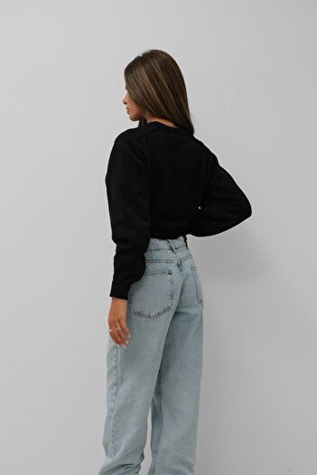 WOMAN VISION Tricoturi cu mâneci raglan cu decolteu rotund Pulover negru 24W16025