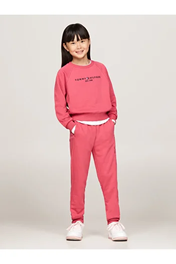 Tommy Hilfiger Tommy Hilfiger Pink Round Neck Full Sleeve Printed Sweatpants Set