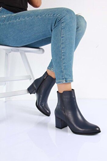 ANALİN SHOES Сині шкіряні жіночі черевики на підборах для щоденного носіння