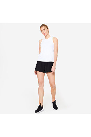 Decathlon Domyos Kadın Siyah Taytlı Spor Şortu 120 - Fitness Kardiyo