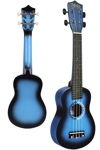 Midex Ukx-600Bl Mahogany Concert Ukulele with Sunburs Effects Full Set