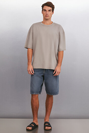 GRIMELANGE Ανδρικό T-shirt Rhett - Mink Color 100% Organic Cotton Oversize