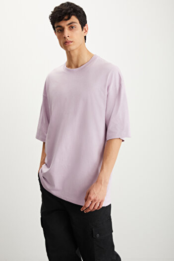GRIMELANGE Ανδρικό Rhett - Ροζ Loose Cut Oversize T-shirt 100% οργανικό βαμβάκι