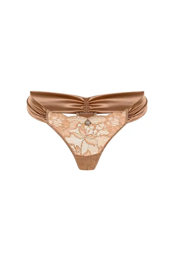 Feu De Elu Camile Brown Satin - Lace Thong Organizer