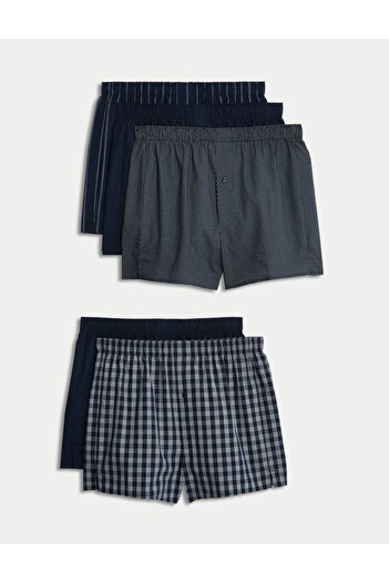 Marks & Spencer Saf Pamuklu 5'li Dokuma Boxer Seti
