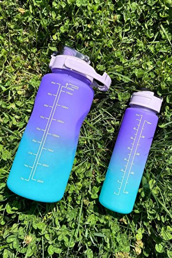 Pikas Motivational 2-Piece Water Bottle Water Bottle 2 Lt 900ml Baby Sports Gym Water Bottle