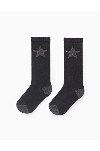 Ziddy HIGH SOCK RIB LUREX ASPHALT