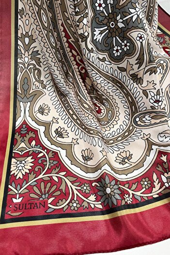 Sultan İpeksi Şal - Slt2892-13 - Şal Desen - Bordo