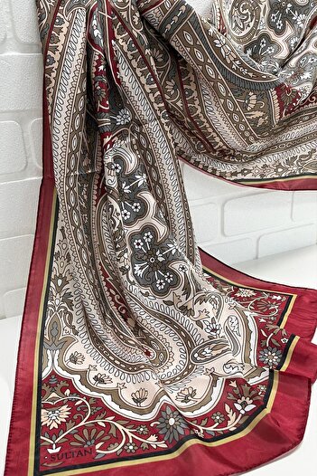 Sultan İpeksi Şal - Slt2892-13 - Şal Desen - Bordo