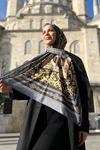 Sultan İpeksi Şal - Slt2853-01 - Ithal Desen - Siyah