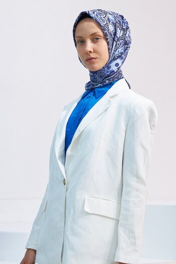 İpekhan Yakamoz Saks Blue Cotton Viscose Scarf