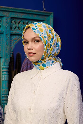 İpekhan Marrakech Collection Soft Scarf Yellow Blue 1192-06