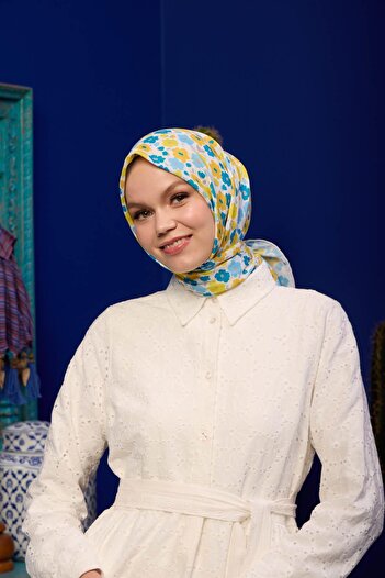 İpekhan Marrakech Collection Soft Scarf Yellow Blue 1192-06