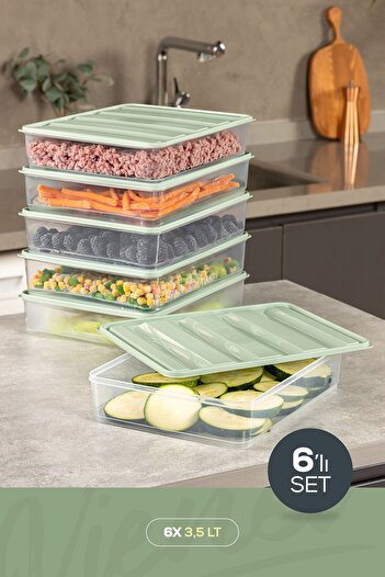 Vienev 3.5 Liter Refrigerator - 6-Piece Microwave and Freeze Organizer, Mint
