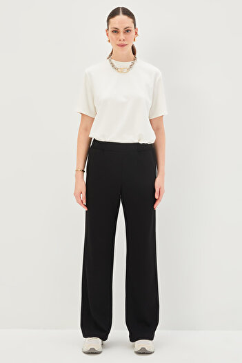 Allyco Flat Cut Comfortable Fit Knitted Trousers with Elastic Waist