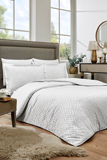 Özdilek Özdilek Geometric Double Jacquard Satin Duvet Cover Set