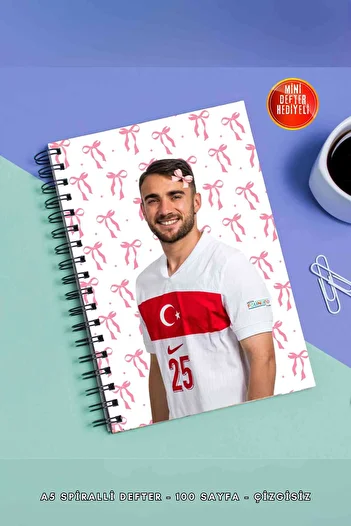 SevindirenŞeyler Yunus Akgün - A5 Metal Spiral Unlined Ribbon Notebook