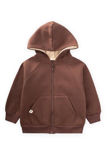 Cigit Coffee Hooded Zippered Cardigan for Ages 1-10