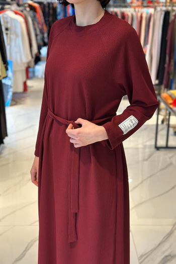 REMSA Burgundy Raglan Sleeve Knitwear Dress - 12590