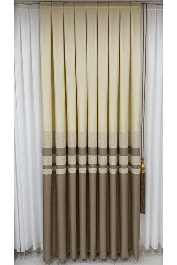 Fon Dünyası Single Wing Luxury Cream Cappuccino Clipboard Background Curtain