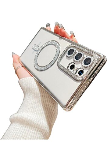 UnDePlus Samsung Galaxy S24 Ultra Case Silvery Magsafe Camera Edge Stone Cover