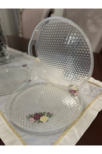 Minty Life 3Pcs Monocrystalline Gold Silvery Party Christmas Presentation Tray (Round)
