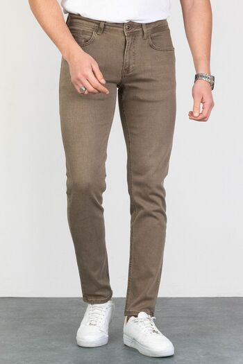 HLT JEANS Ανδρικό τζιν τζιν με λεπτή εφαρμογή Lycra Flexible - Light Camel HLTHE 001984