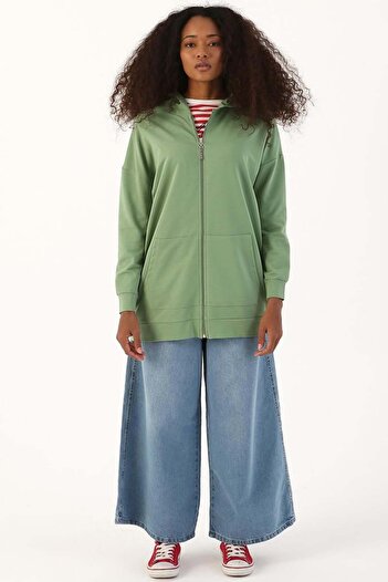 ALLDAY Green-Zip Sweat Cardigan