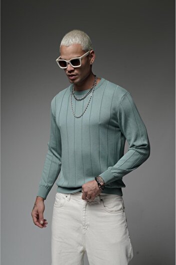 king brich Crew Neck Ribbed Stretchy Knitwear Sweater