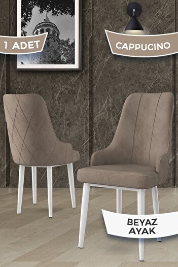 Canisa Concept Trex Serisi 1.sınıf Babyface Kumaş 1 Adet Cappucino Sandalye Beyaz Metal Ayak