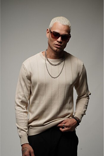 king brich Crew Neck Ribbed Stretchy Knitwear Sweater