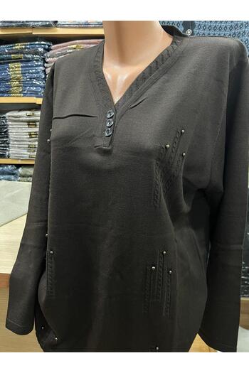 TCR Women's Knitwear V-Neck or Round Neck Stone Embroidered Sweater
