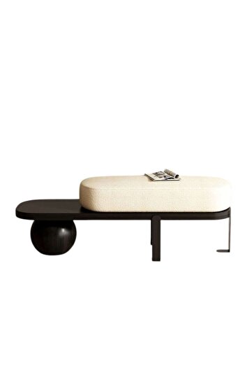 KURLUMOBİLYA Siyah Bench Puf (100) Cm Uzunluk