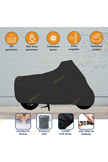 Breen Black "Honda Activa S" Motorcycle Tarpaulin, Back Bag and Lock Do Not Match
