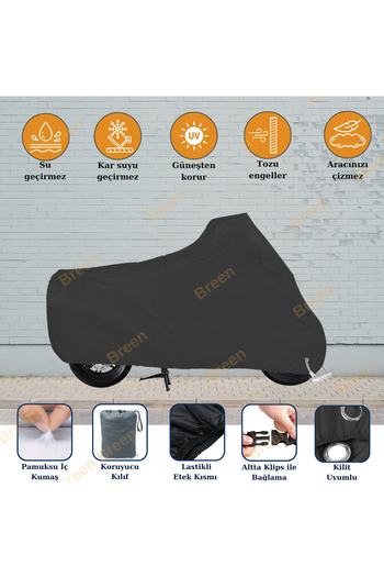 Breen Black, Motor Cover Compatible with Arora Cappucino Models Motorcycle Tarpaulin Lock Compatible, 4Seasonsprotection