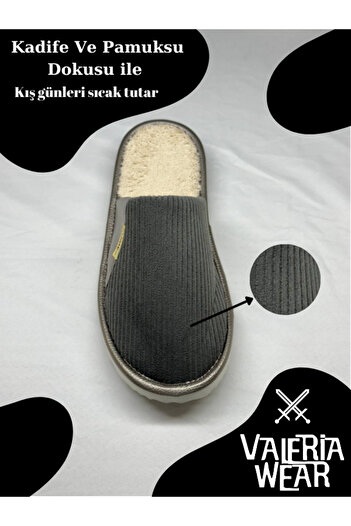 Vwear Papuci unisex din catifea din lana - jumatate din piele si talpa anti-alunecare