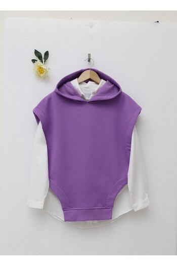 Modamorfo Hooded Three Thread Raster Pants Set -Purple