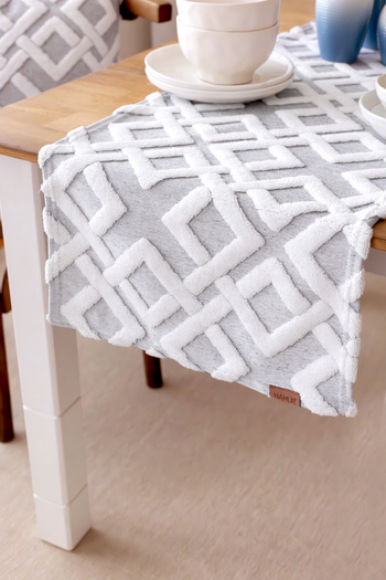 HAMUR Punch Washable Tableware, Table, Living Room, Kitchen and Coffee Table Table Runner Mila Gray