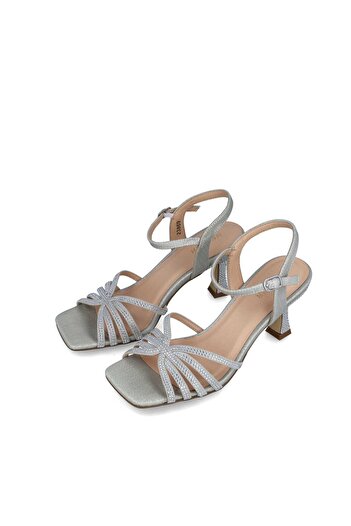 MENBUR WOMEN SHOES SILVER SANDAL, MID HEEL, WITHOUT PLATFORM