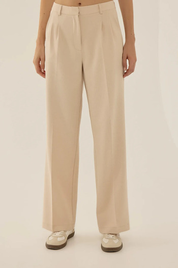 Hiccup Mid Waist Pleated Straight Cut Pants