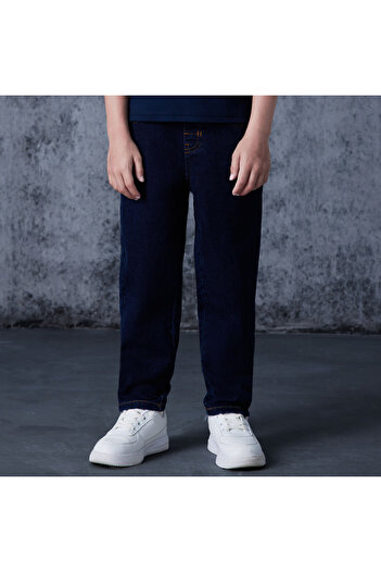 Giordano Junior Stretch Dyed Denim Mid Rise Regular Tapered Fit Elastic Waist Jeans
