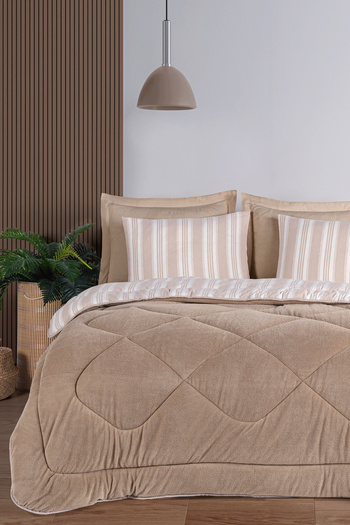 Eponj Home Single Comfort Set New Generation Wellsoft Quilted 2 Piece Soft Line Beige