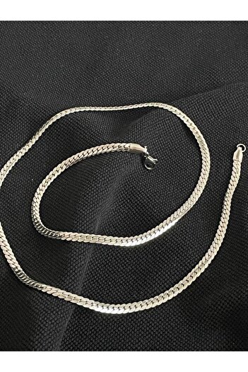 Özgül Silver Color Steel Mesh Necklace