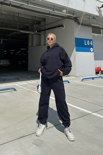 vladivosto Μαύρο γκρι Μεγάλο Μέγεθος Loose Fit Oversize Φούτερ Oversize
