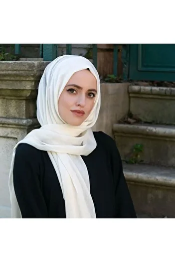 İkranur Cream Cotton Shawl