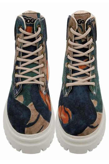 Dogo Women's Vegan Leather Multicolored Boots - Petals Design