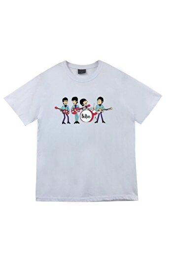 fame-stoned The Beatles Printed Unisex 100% βαμβακερό λευκό μπλουζάκι