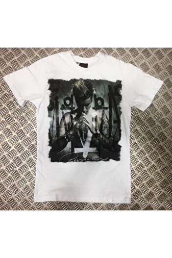 fame-stoned Λευκό μπλουζάκι Justin Bieber με στάμπα Unisex 100% βαμβάκι