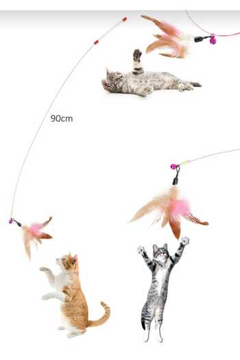 Vi Caro Furry Colorful Cat Play Fishing Rod 90cm