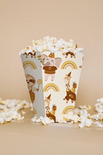 Niksy Design Boho Party Animals Themed Mini Corn Box 8 Pieces